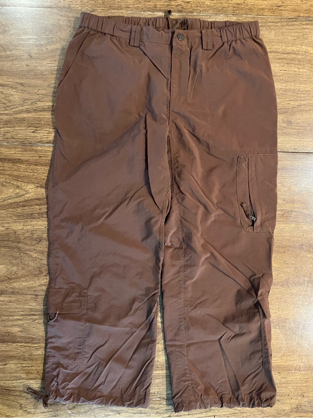North Face Womens L Brown Capri Cargo Pants Nylon Hiking Outdoor Granola Gorp